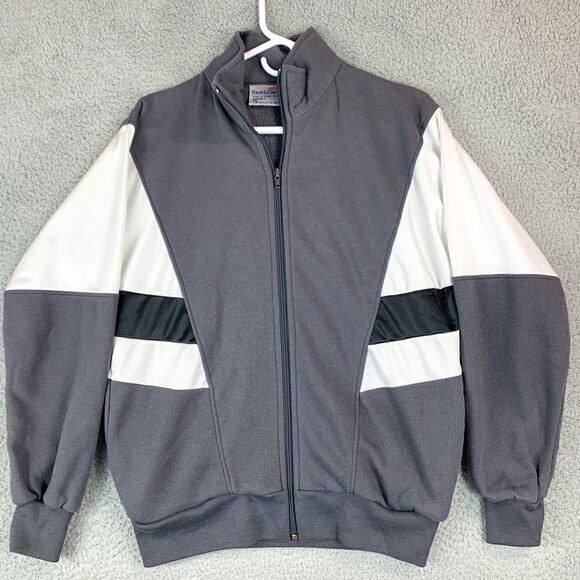Vintage Track And Court Jacket Mens Medium Gray White Outdoor 80s Streetwear - Picture 1 of 10